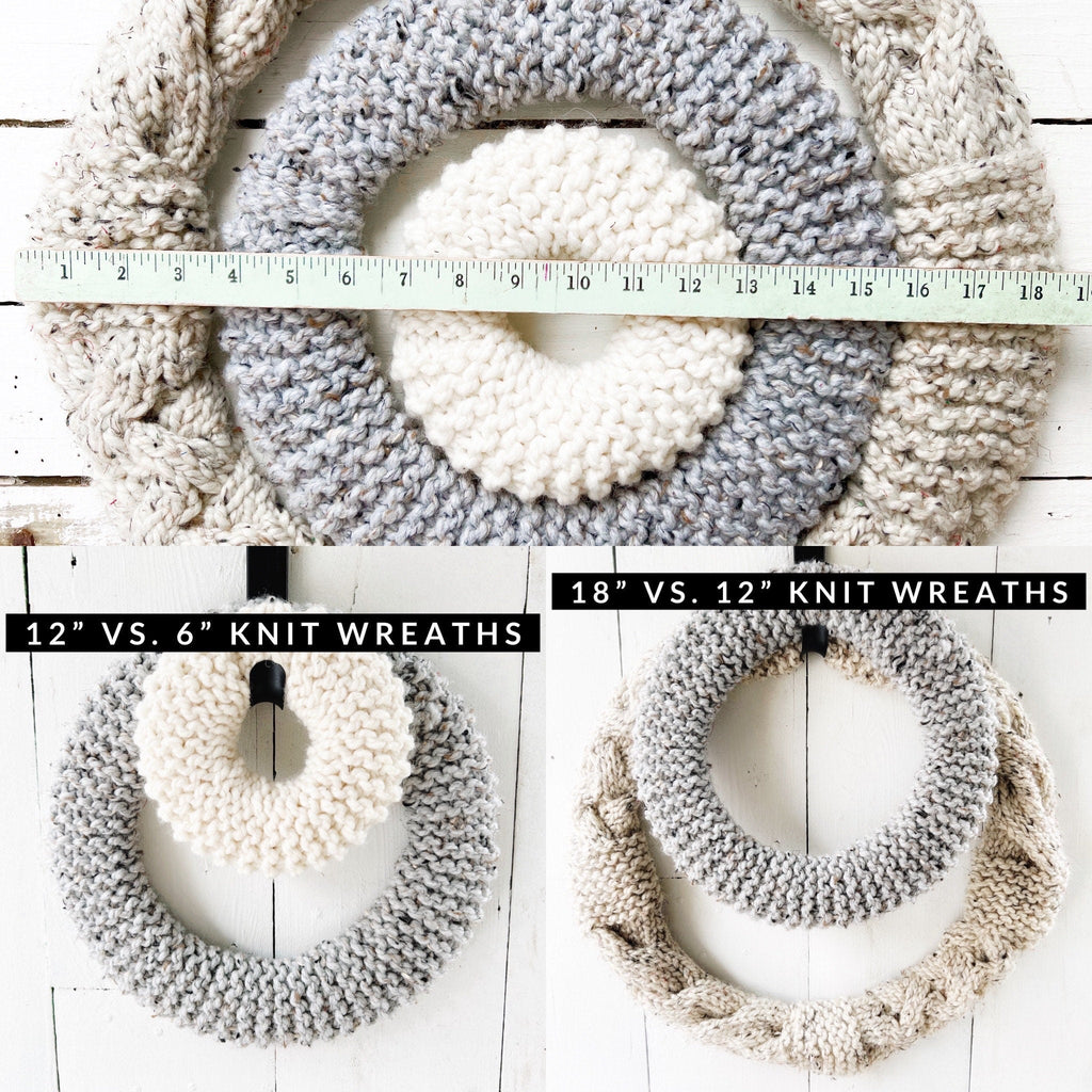 Hand Knit Wreaths - choice of wreath sizes