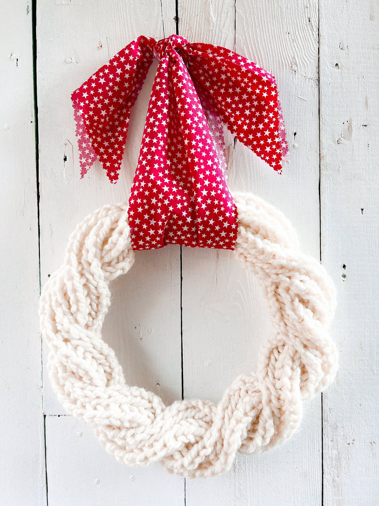 Hand Knit Wreaths - Patriotic USA wreath