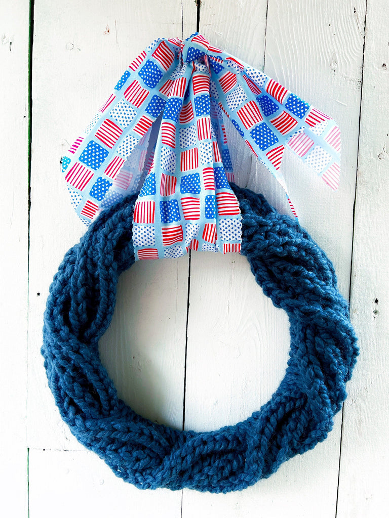 Hand Knit Swag Wreaths - Patriotic Decor