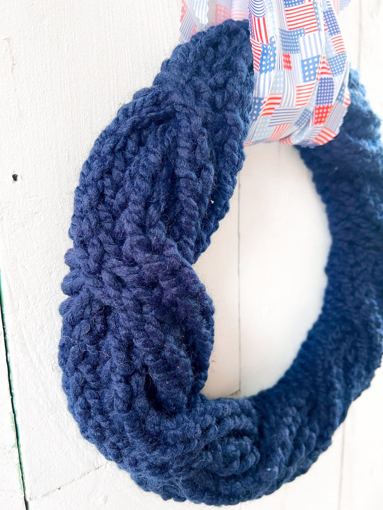 Hand Knit Wreaths - Knit Cable Year-Round Farmhouse Decor