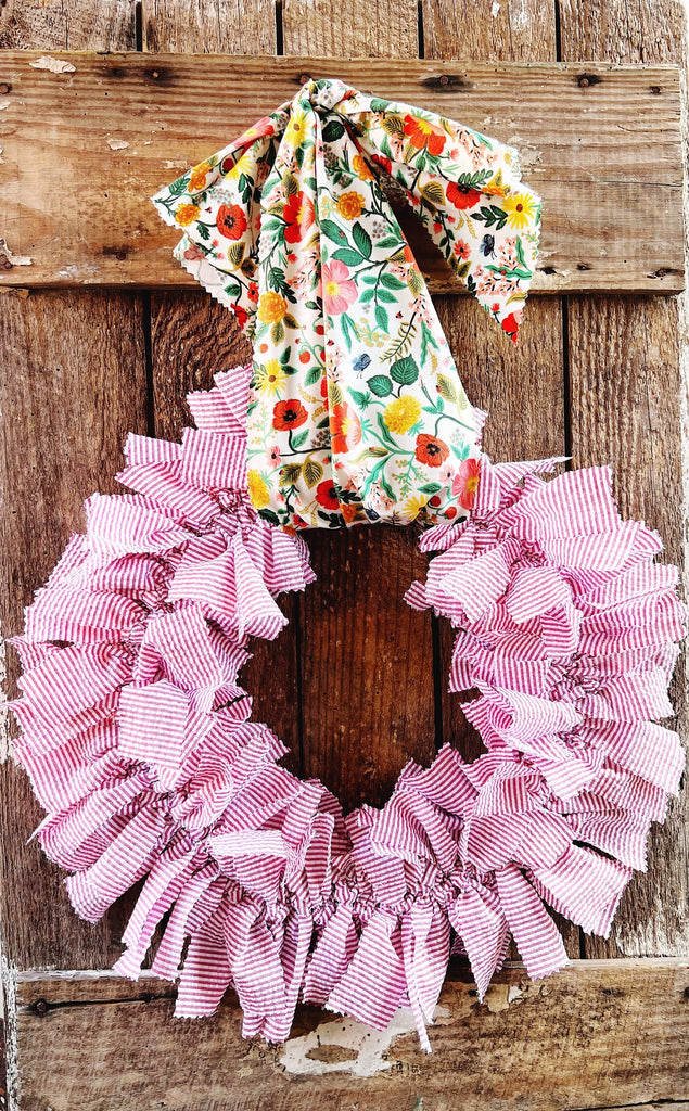 Rag Wreath - Spring Summer Home Decor