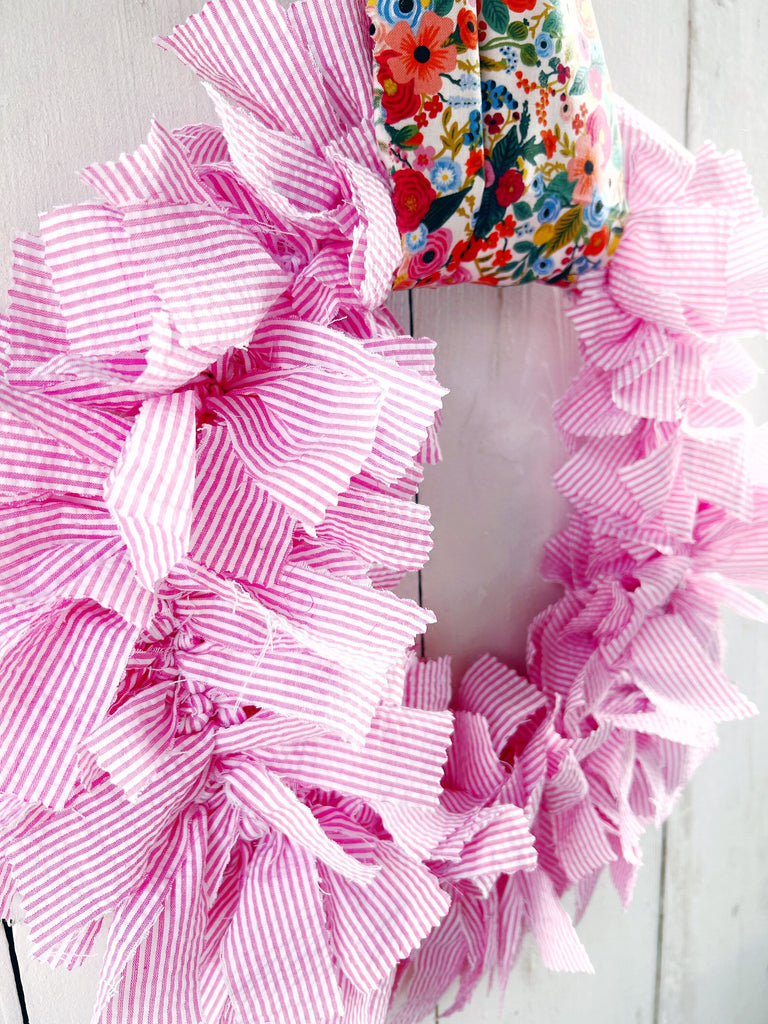 Rag Wreath - Spring Summer Rag Fabric Decor