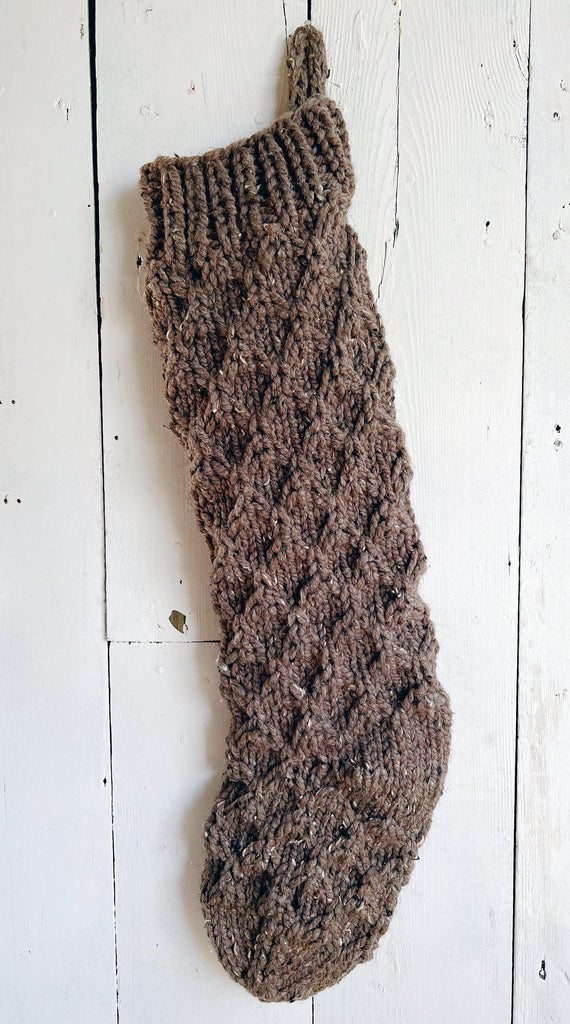 Personalized Taupe Tweed Beekeeper Chunky Knit Stocking