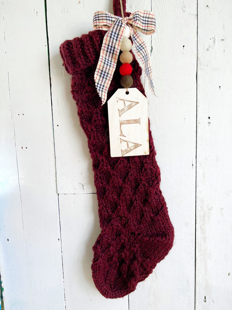 Personalized Red Chunky Knit Family Christmas Stocking