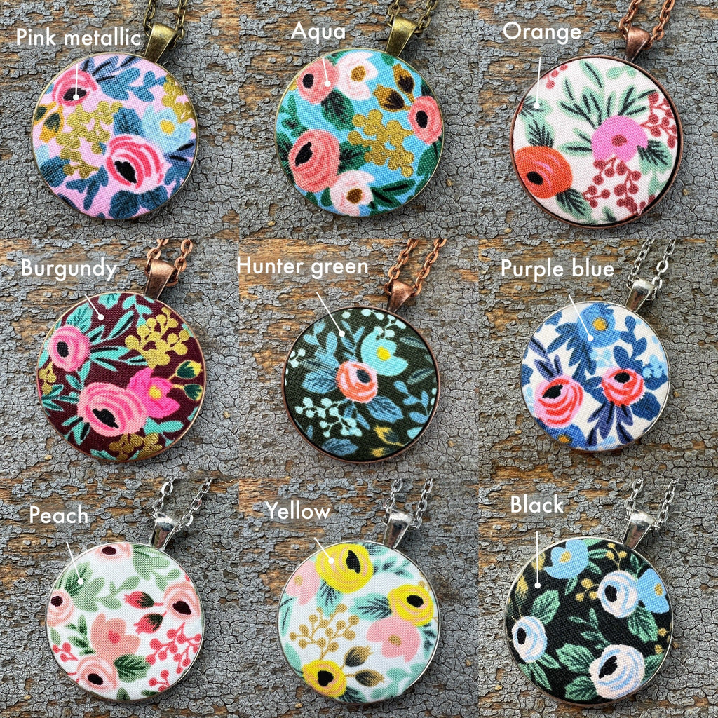 Handmade Round Flower Pendant - Bridesmaid or Birthday Gift