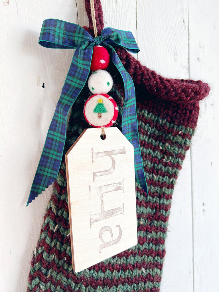 Handmade Personalized Knit Red & Green Christmas Stockings