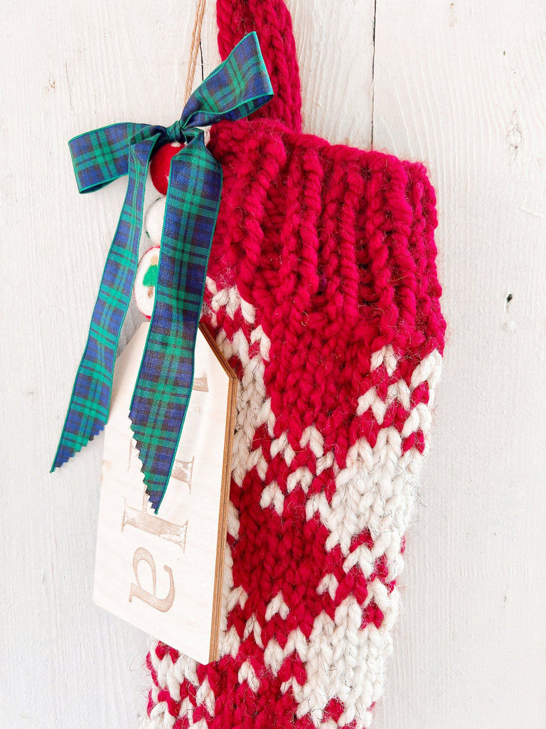 Ready To Ship Stockings - Buffalo Plaid Knit for Christmas