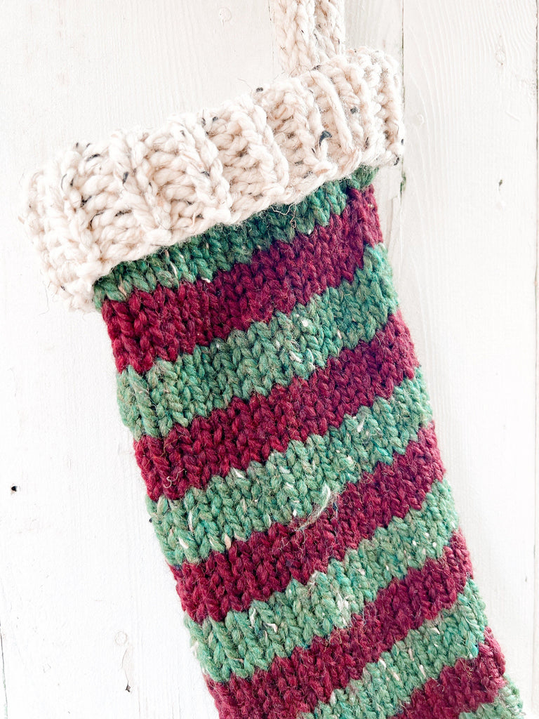 Personalized Knitted Christmas Stocking - Striped For Family