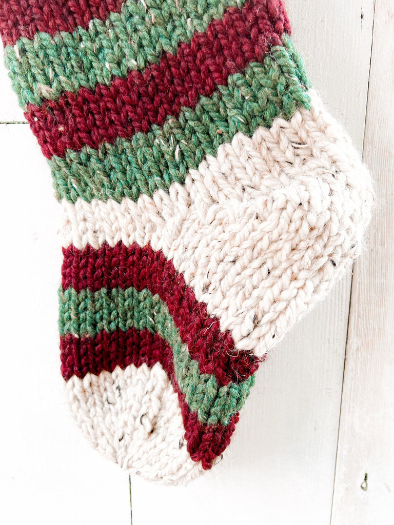 Personalized Knitted Christmas Stocking - Striped Design 