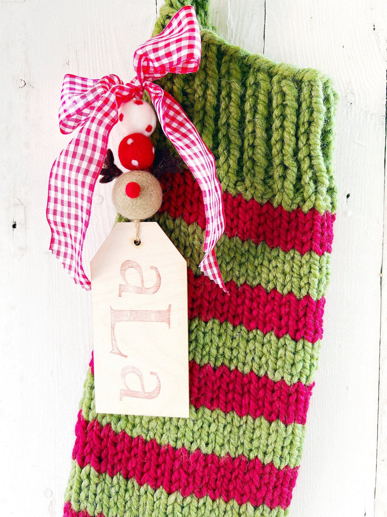 Personalized Green And Red Chunky Knit For Kids And Family