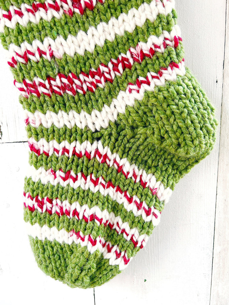 Ready To Ship Stockings - Chunky Knit Striped Stocking