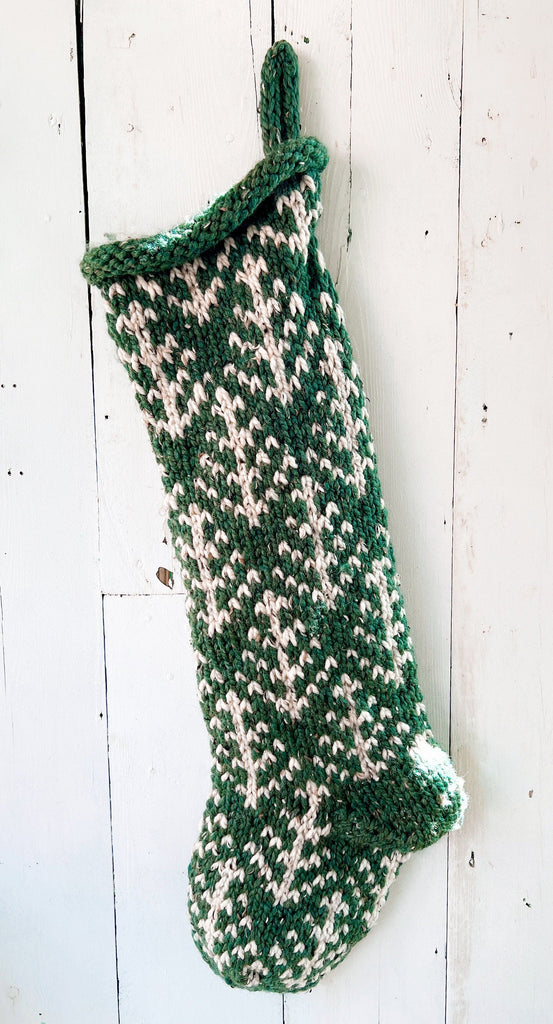 Knit Christmas Stockings For Family - Chunky Fair Isle Trees