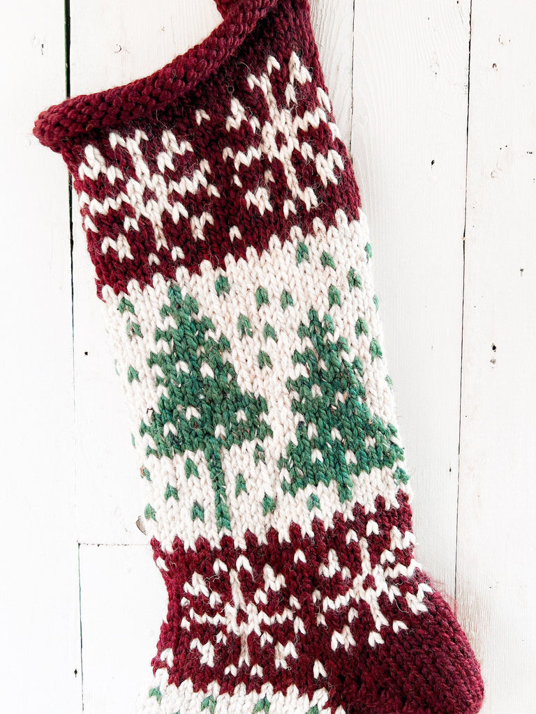 Hand Knit Chunky Christmas Sampler Stocking