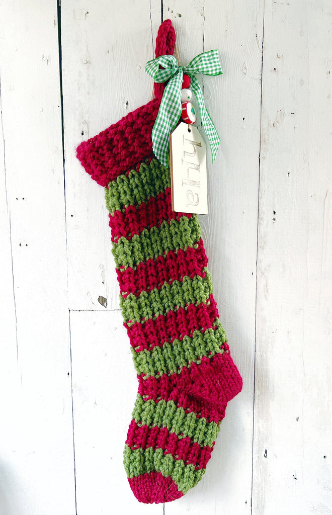 Personalized Chunky Knit Striped Christmas Stockings