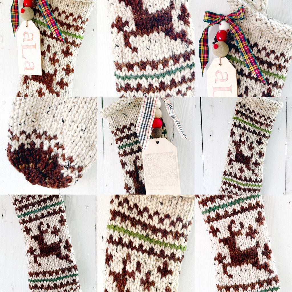 Personalized Chunky Knit Reindeer Family Stockings 