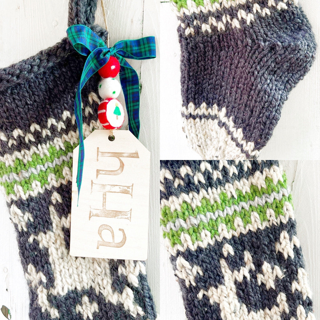 Large Fair Isle Christmas Stockings With Stocking Tag