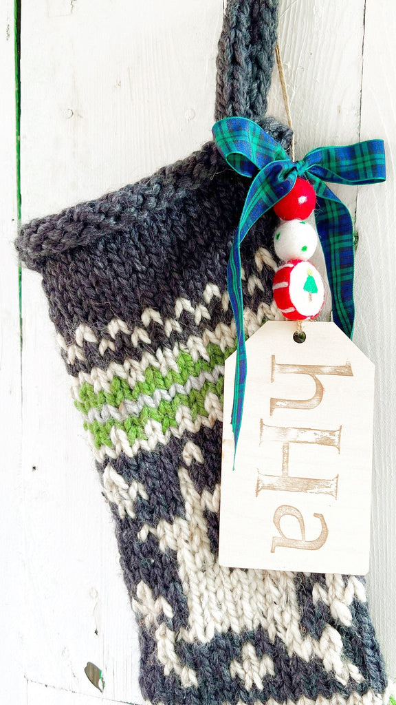 Personalized Knit Reindeer Family Stockings