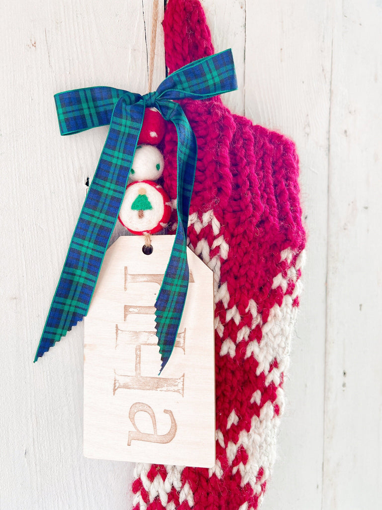 Personalized Buffalo Plaid Chunky Knit Christmas Stocking