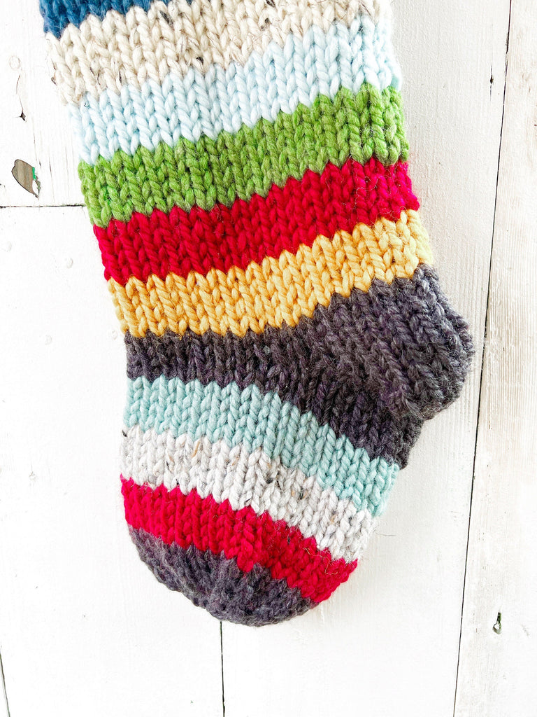 Traditional Knit Striped Christmas Stockings