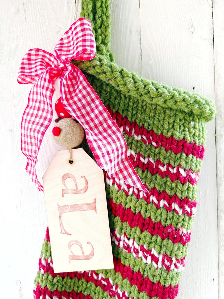 Ready To Ship Christmas Stockings - Knit Striped 