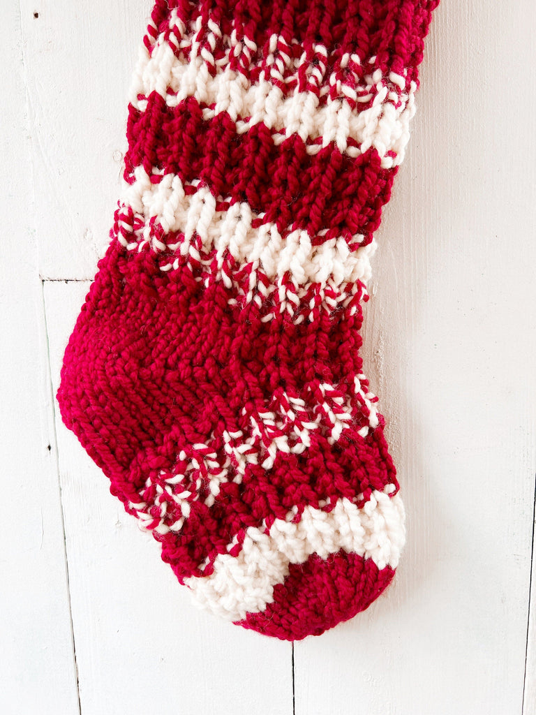 Ready To Ship Stockings - Red  White Striped Knit