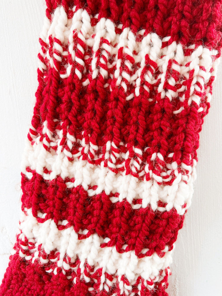 Red & White Striped Chunky Knit Christmas Stockings