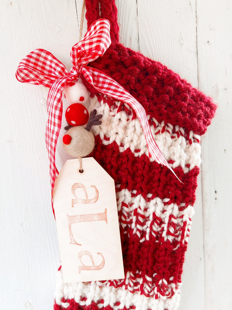 Large Personalized Christmas Stockings - Red & White Striped