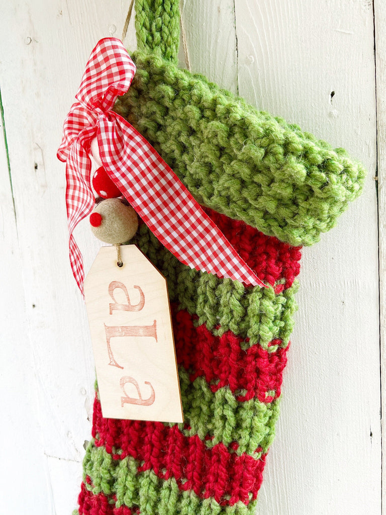 Personalized Chunky Knit Striped Christmas Stockings