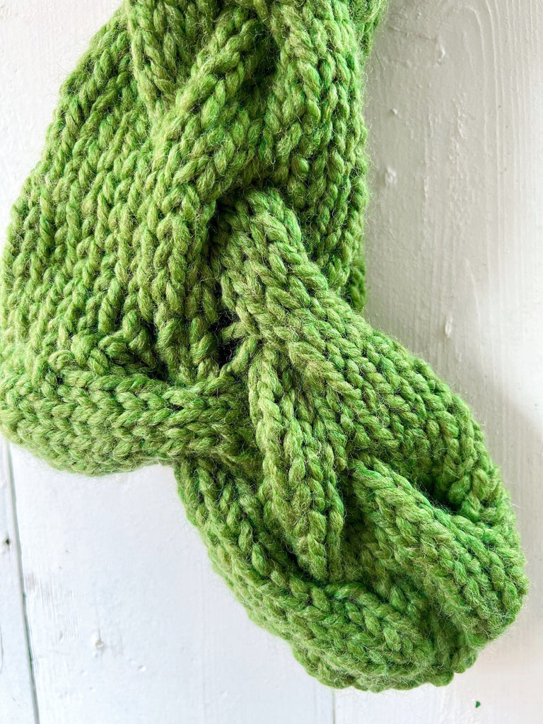 Green Cable Knit Stocking - Chunky Traditional  Design