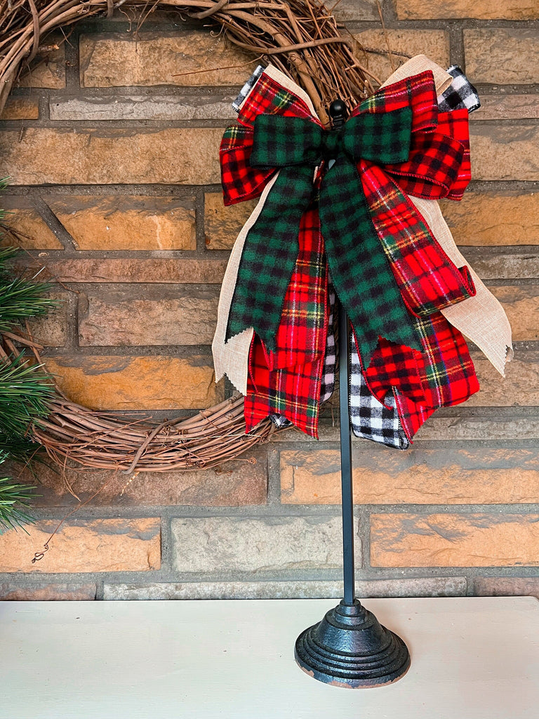 Oversized Bows - Farmhouse Wreath Bow - Tartan And Plaid