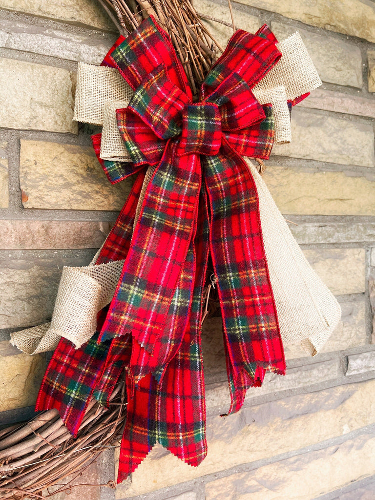 Oversized Bows - Red Plaid Rustic Farmhouse Decor