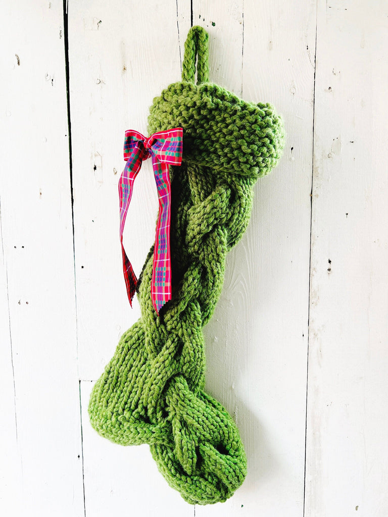 Personalized Green Cable Knit Stocking