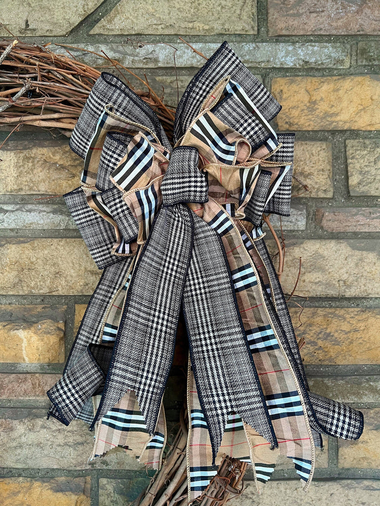 Oversized Bows - Rustic Tartan Large Bow For Front Door