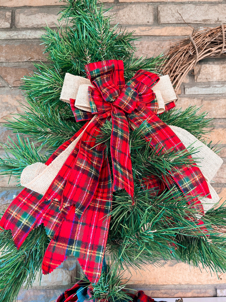 Oversized Bows -Red Plaid Rustic Farmhouse Decor For Wreaths