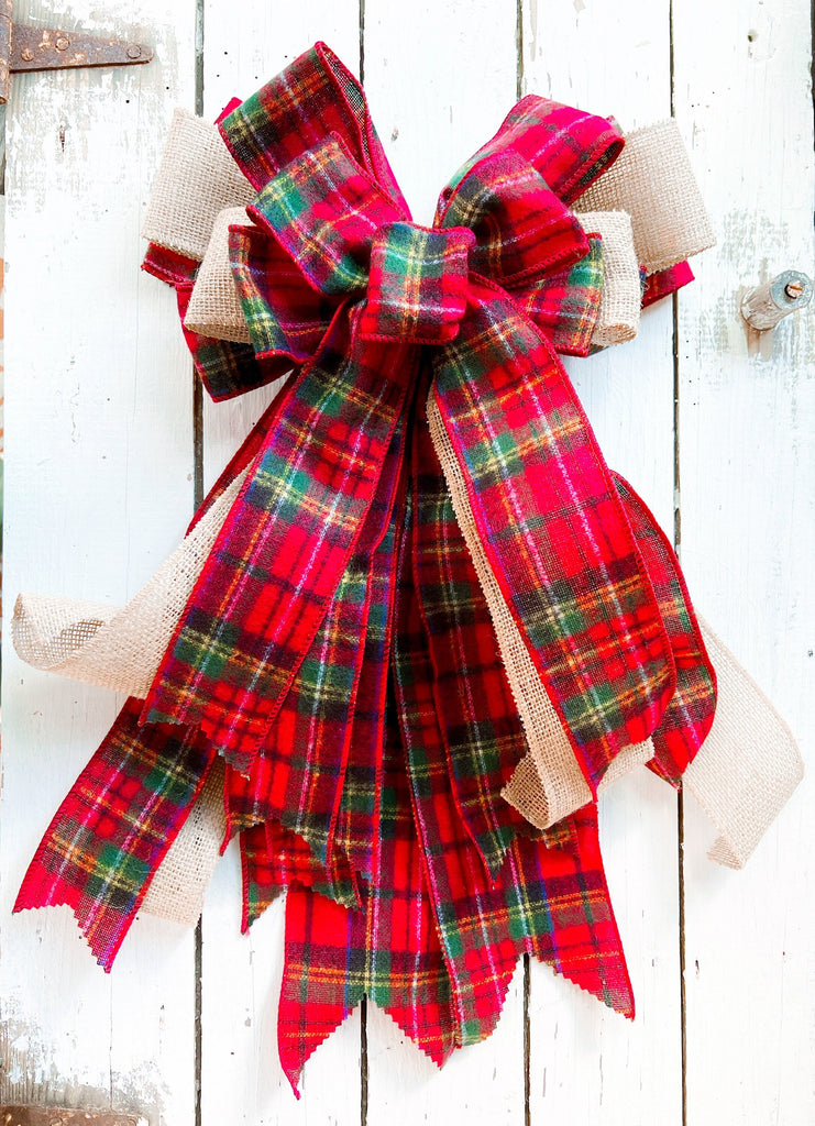 Oversized Bows - Tartan & Burlap Bow for Christmas Wreaths