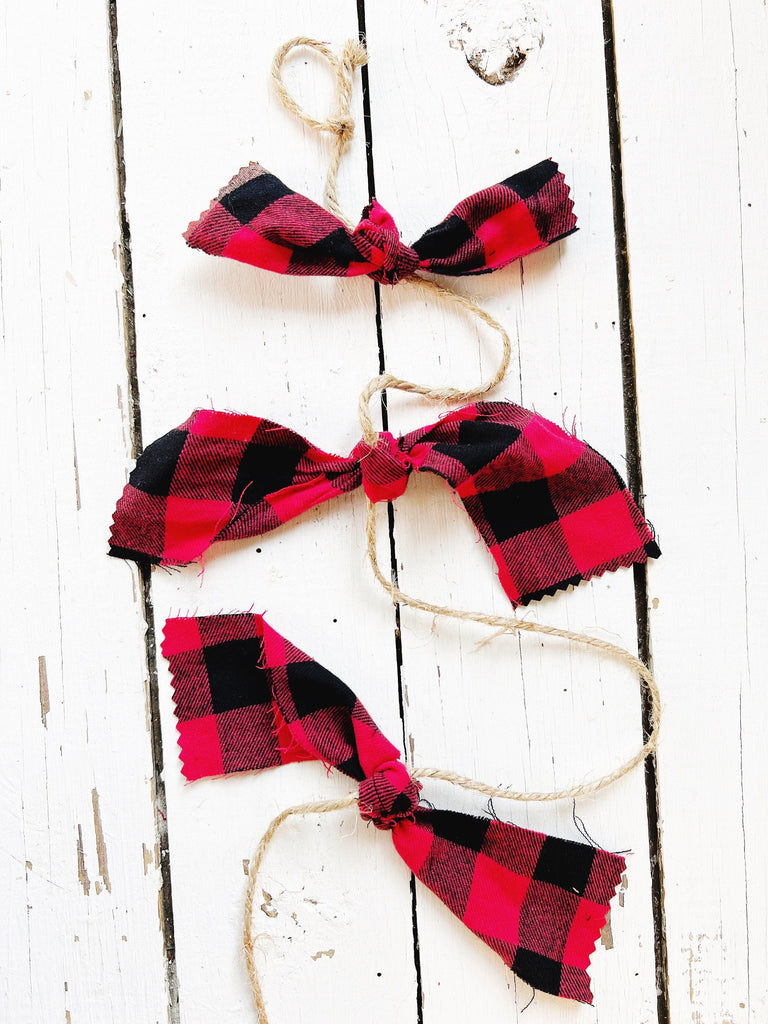 Christmas Tree Garland - Buffalo Plaid Rustic Twine