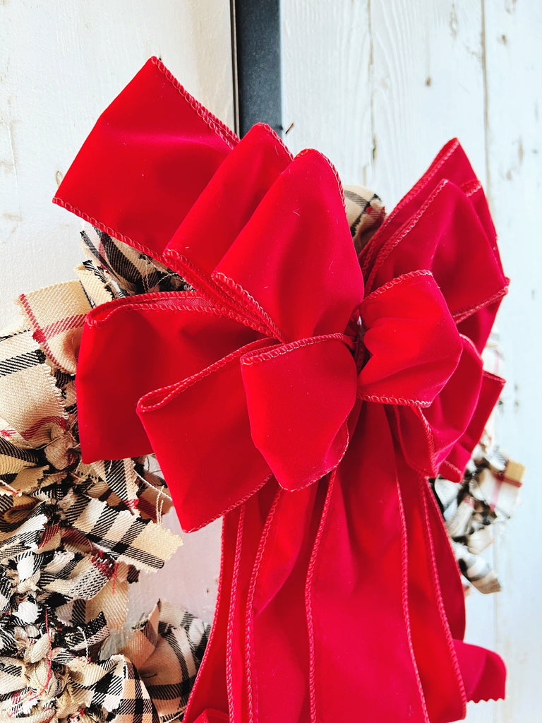 Rag Wreath - VELVET BOW - Decor For All Seasons