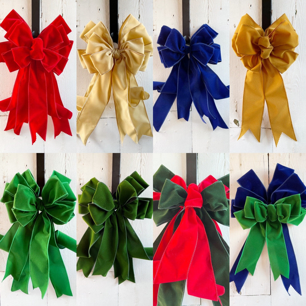 Rag Wreath - VELVET BOW - choice of colors