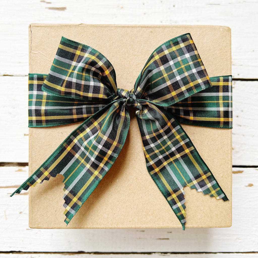 Green Plaid Tartan Ribbon For DIY Hair Bows And Crafts