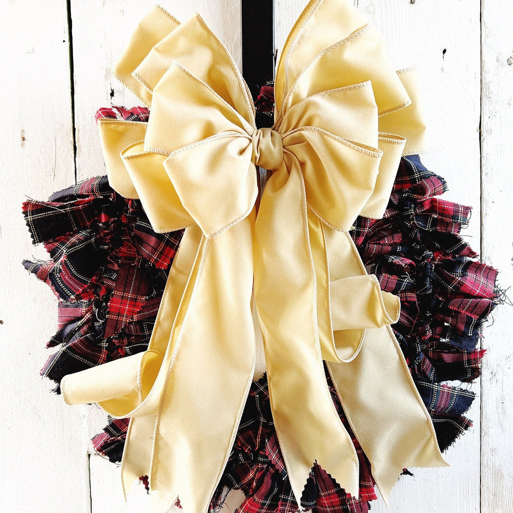 Rag Wreath - VELVET BOW 