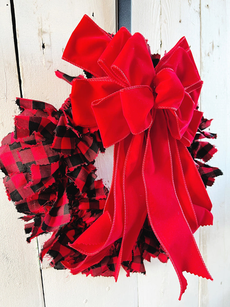 Rag Wreath - 12 Inch Christmas Decor For Front Door