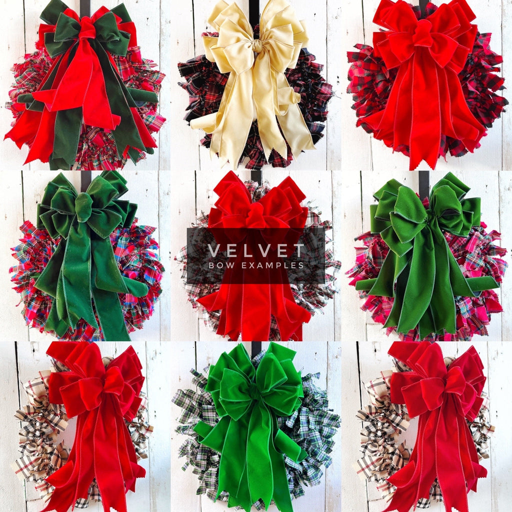 Rag Wreath - VELVET BOW - Year Round Use