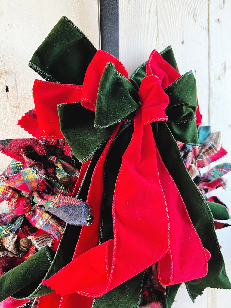 Rag Wreath - 12 Inch Christmas  Winter Decor