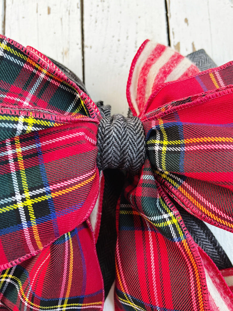 Oversized Bows - Large Rustic Tartan Plaid Farmhouse Style 