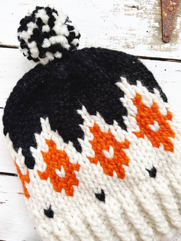 Orange & Black Hand Knit Cincinnati Football Winter Hat