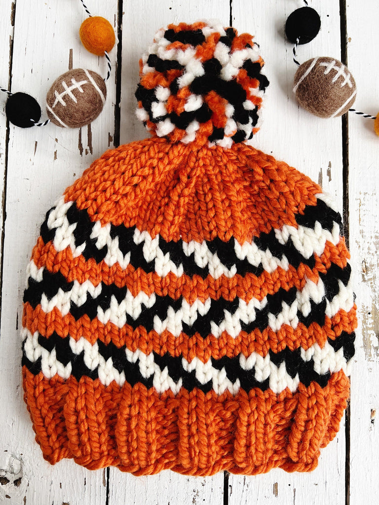 Cincinnati Football - Knit Beanie In Bengal Tiger Stripes