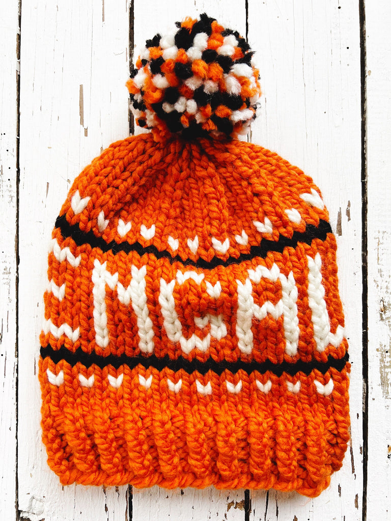 READY To SHIP - Chunky Cincy Football Knit Hat 