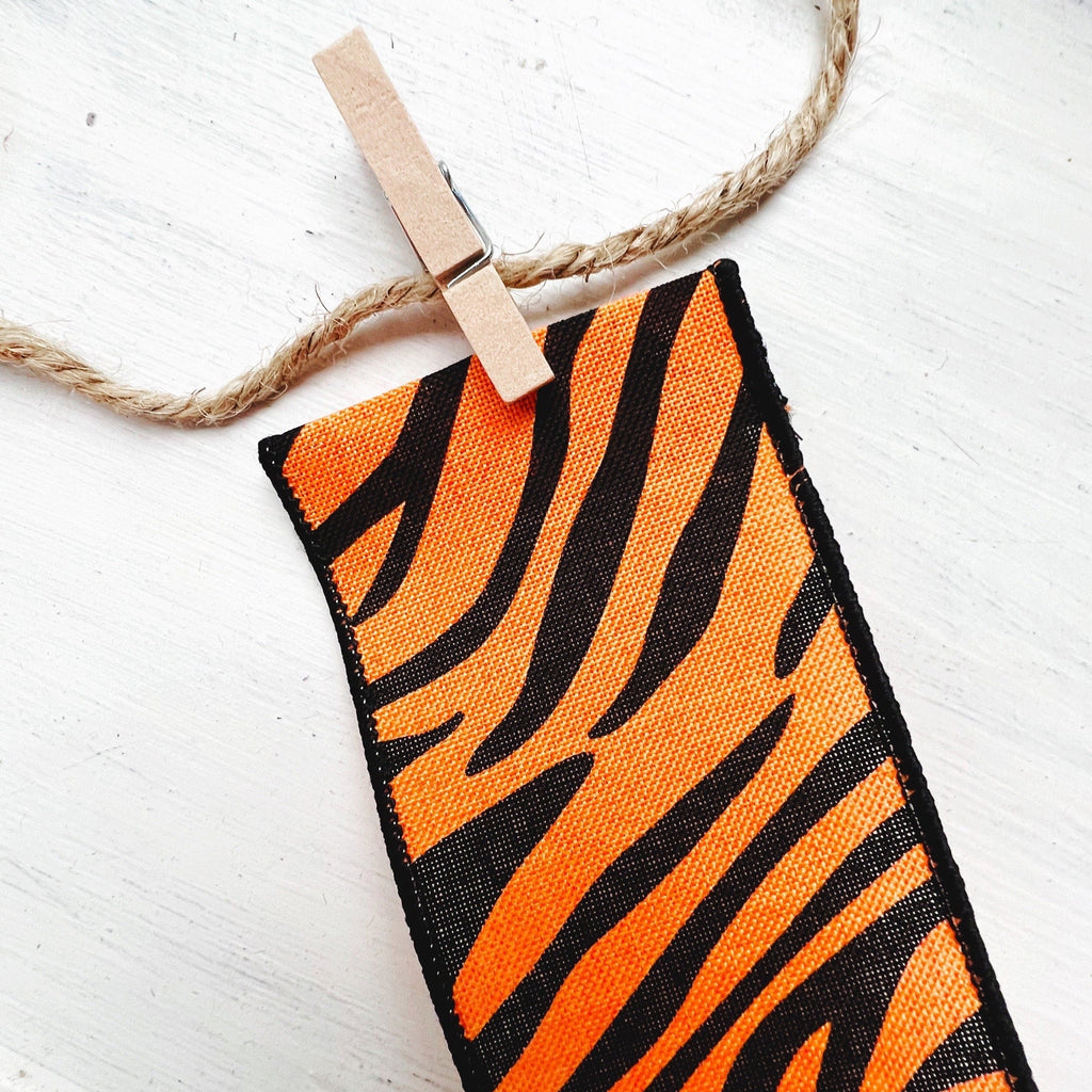 Bengal Tiger Print Wired Ribbon Spools - Orange & Black