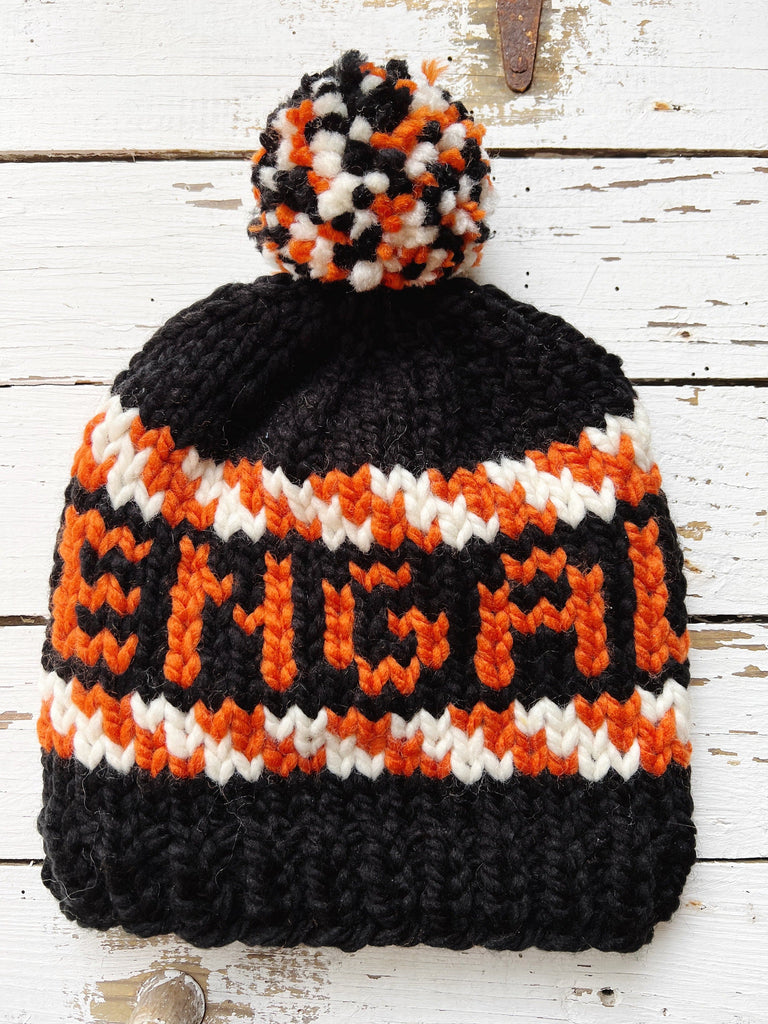 Hand-Knit Cincinnati Football Beanie - Winter Hat