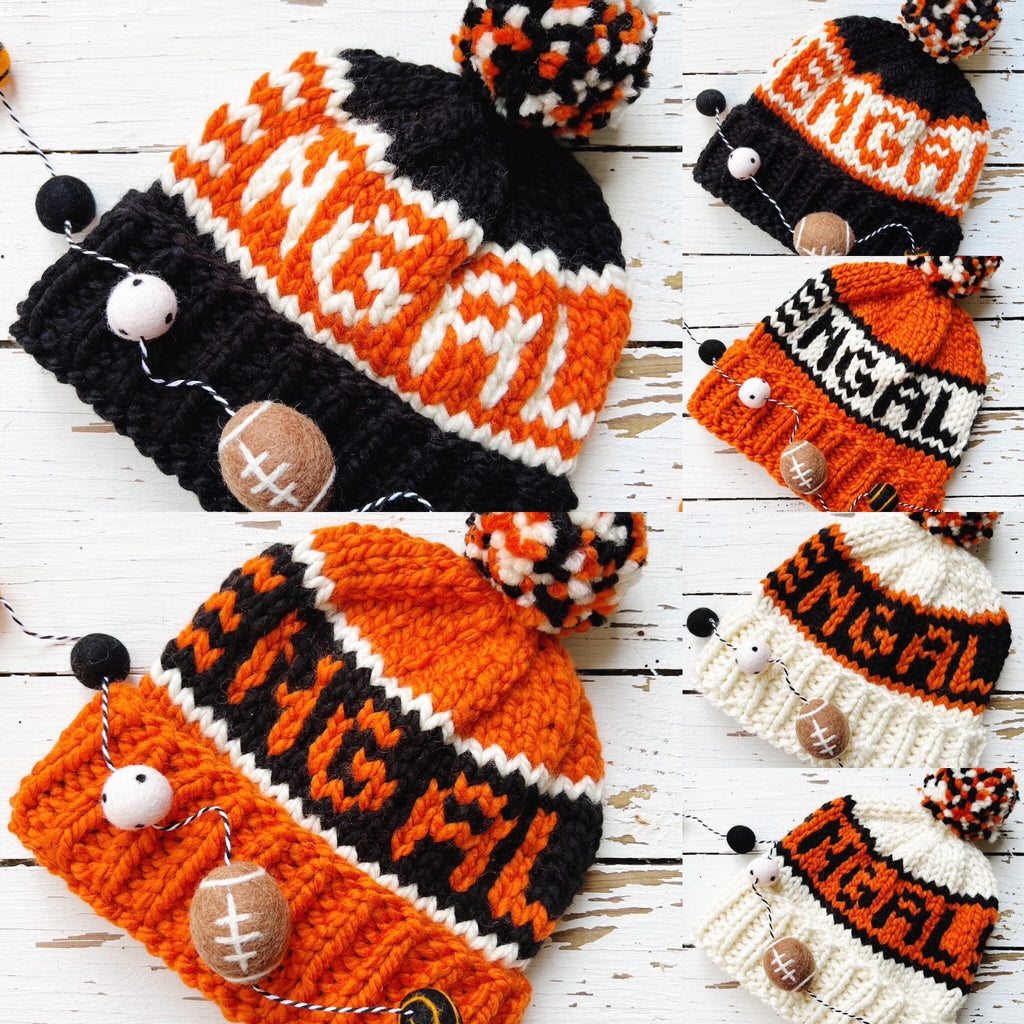 Cincinnati Football - Handmade Cincinnati Tiger Knit Hat